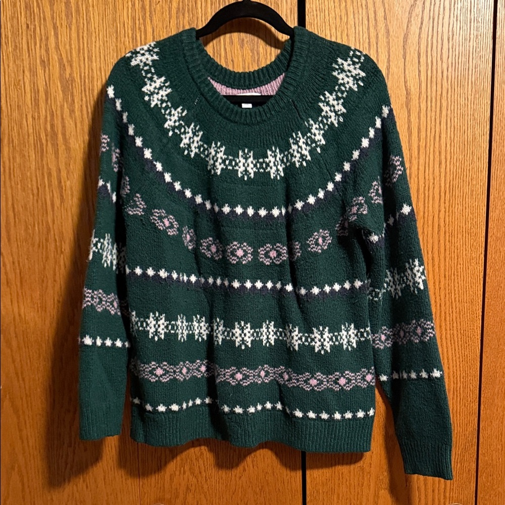 Women's Green Patterned Sweater
